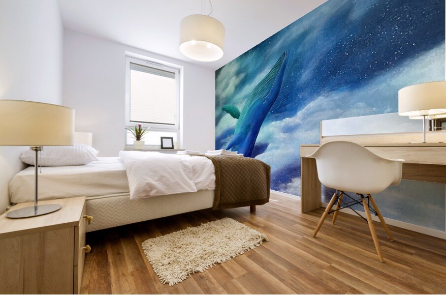 Humpback in the clouds Mural print