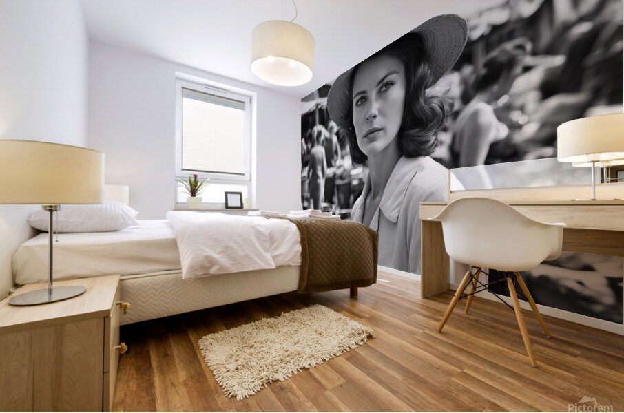 black and white portrait of a woman  Mural print