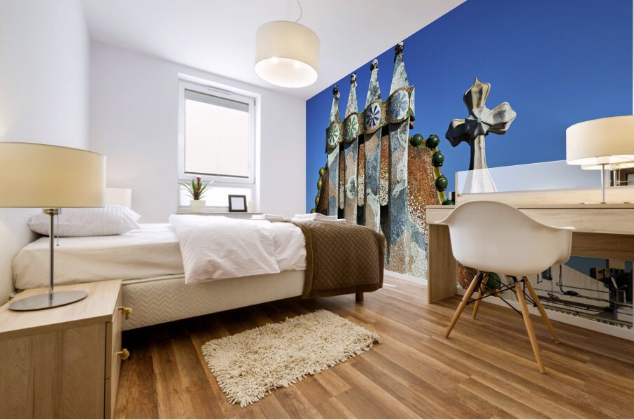 Barcelona. Catalonia. Spain. Casa Batllo is a renowned building located in the center of Barcelona and is one of Antoni Gaudi´s masterpieces Mural print