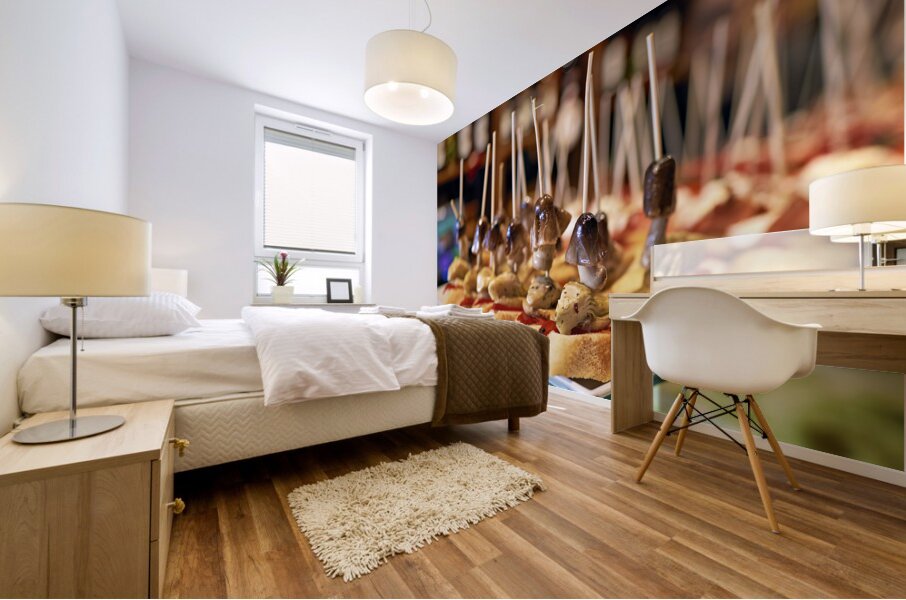 Barcelona. Catalonia. Spain. Tasty tapas in a bar appetizers snacks Mural print