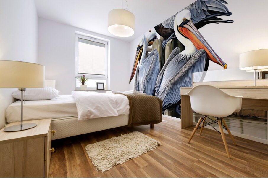 pelican group Mural print
