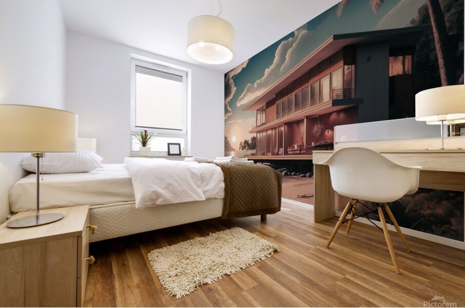 A Mid Century Modern Beachfront Haven Mural print