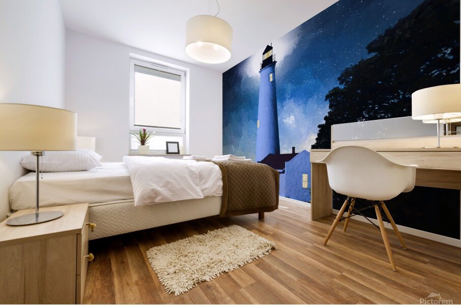 Night Time View of St Marks Lighthouse - Florida Coast Landscape Mural print