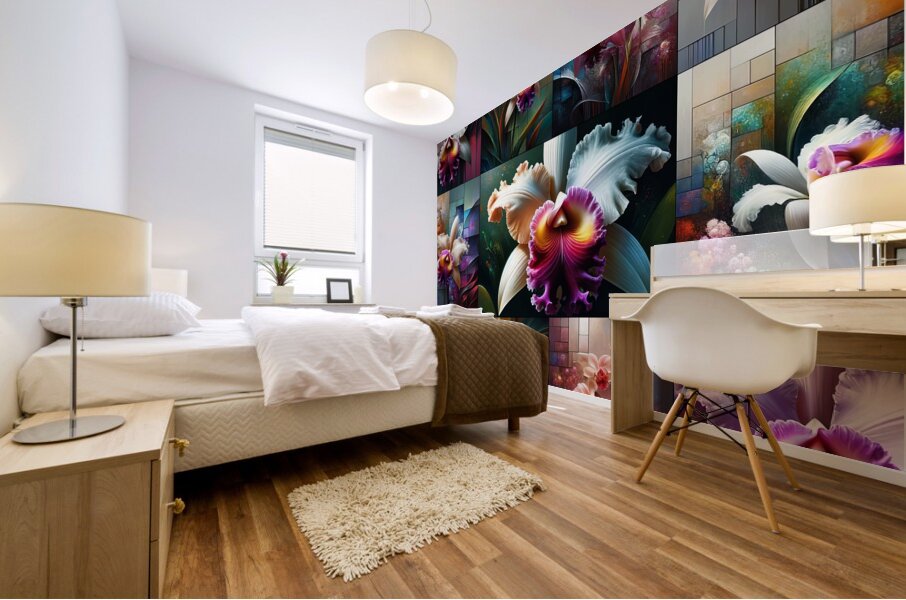 ai artist debra amerson catlea orchids plant arti Mural print