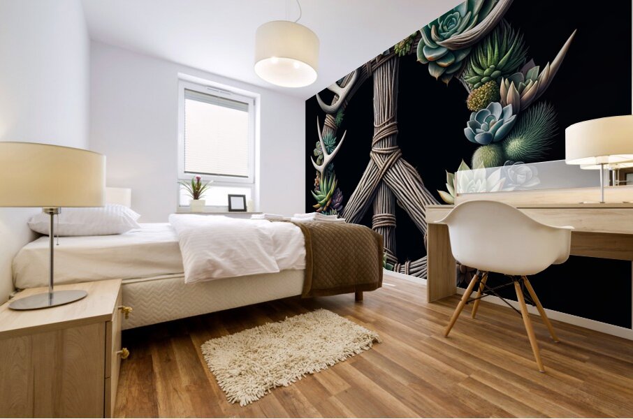 ai artist debra amerson peace sign floral art dee Mural print