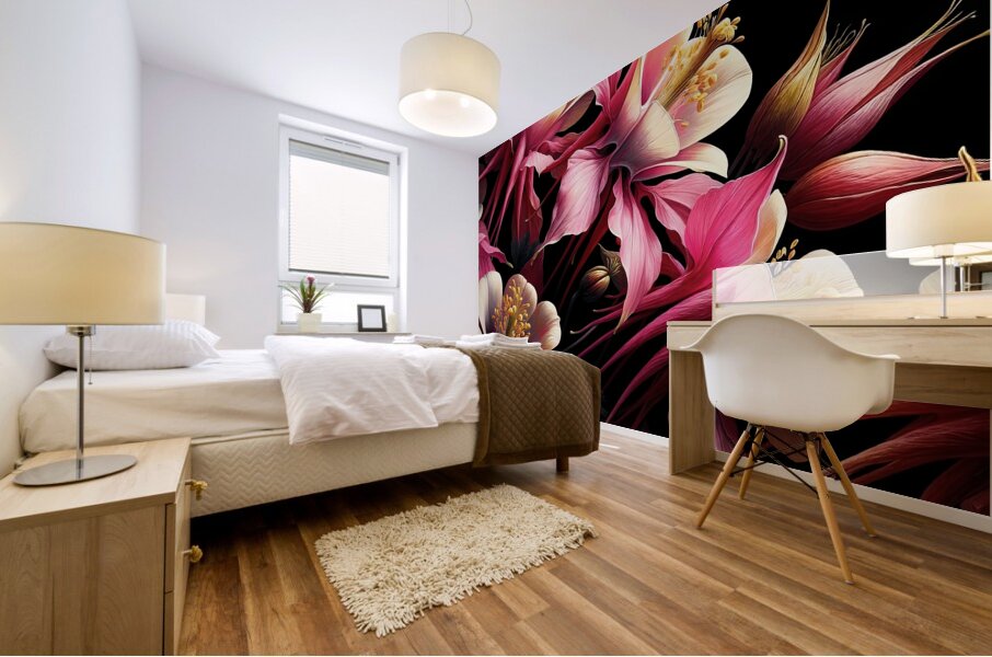 ai artist debra amerson plant artistry crimson cu Mural print