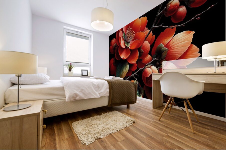 ai artist debra amerson plant artistry orange qui Mural print