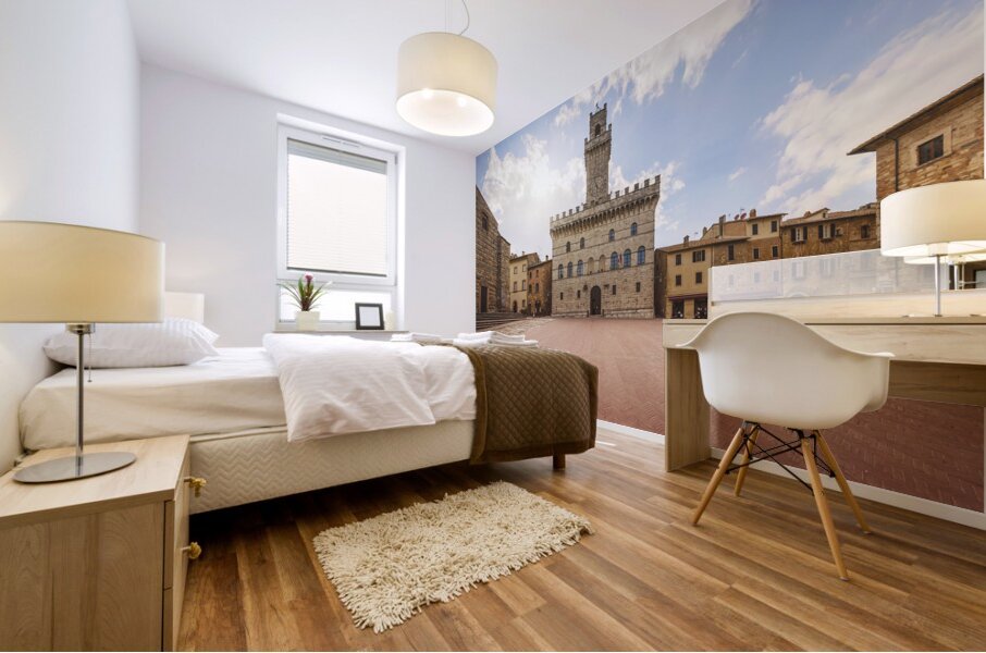 Piazza Grande and Palazzo Comunale of Montepulciano. Tuscany Mural print