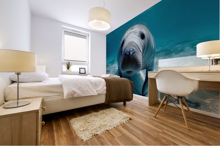 all blue environment A realistic photo g in the 8 Mural print