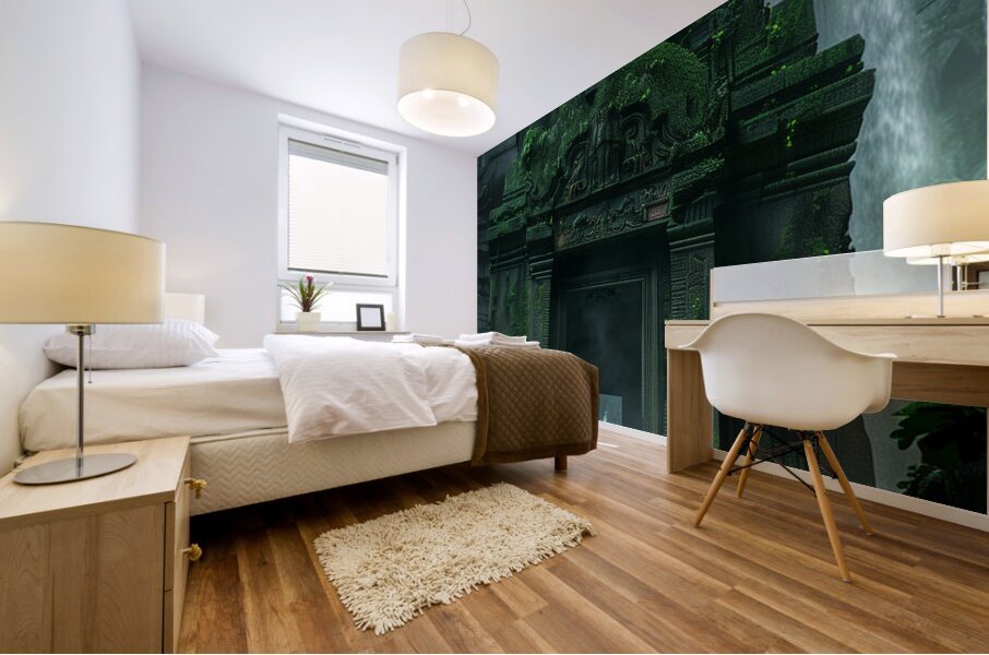 An ancient temple entrance stairs leading down  d Mural print