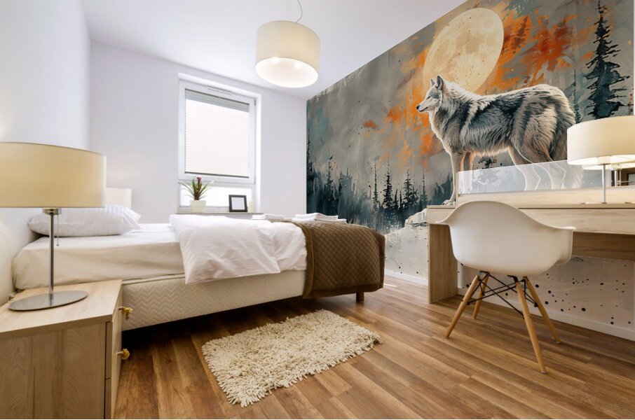 An enchanting glimpse of a lone wolf standing a 4 1717906512.849 Mural print