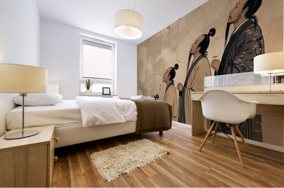 Ancient Chinese people looking up at the sky.   1 Mural print