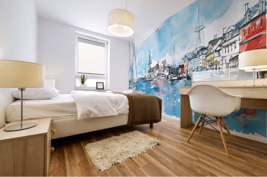 Annapolis Maryland USA  watercolor sketch in th 2 Mural print