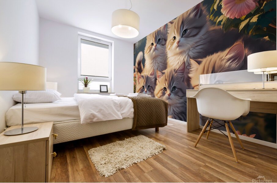 a stunning and serene illustration of young fluff Mural print