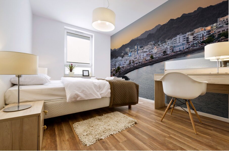 Oman. Muscat. Cityscape at sunset Mural print