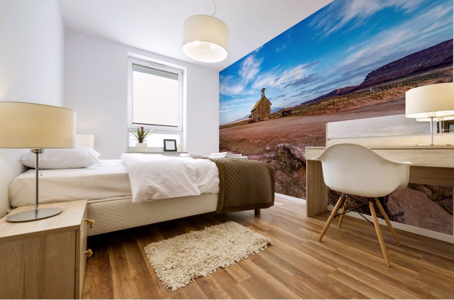 Old Western Church And Wagon Moab Utah Mural print