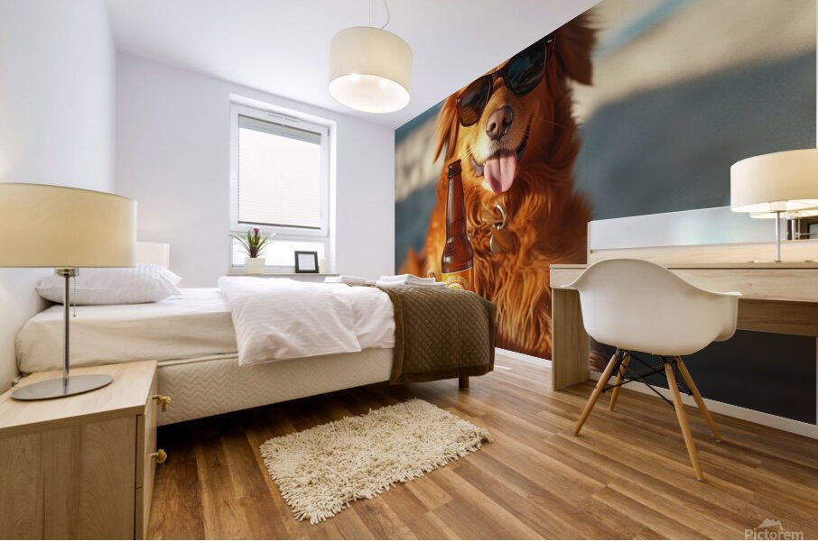 Beer Dog at the Beach 8 Mural print