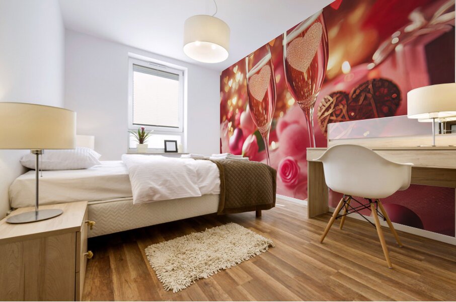 202 Two champagne glasses filled with sparkling w Mural print