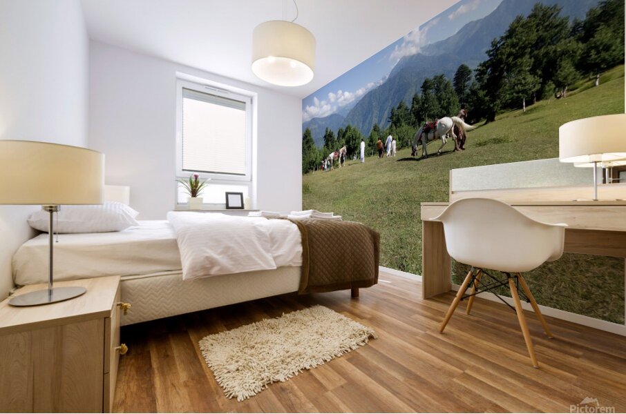 Summer sunny day is in mountain landscape. Mural print