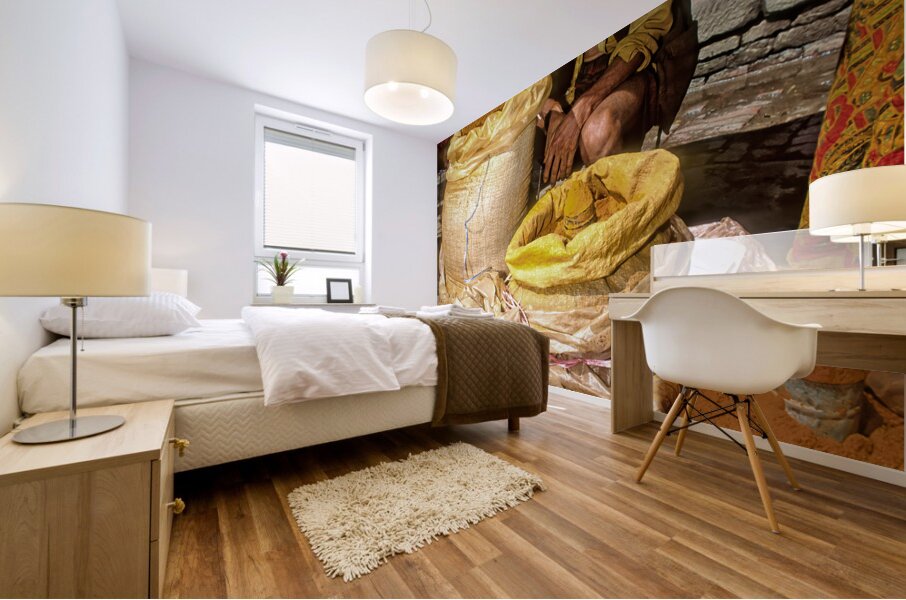 Nepal. Kathmandu. Selling spices Mural print