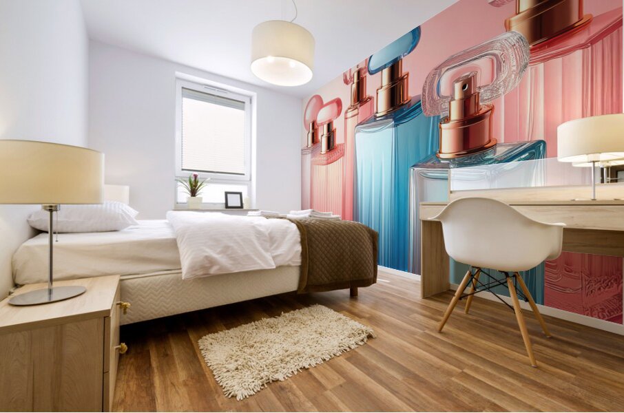 278 Five Pink and Blue Perfume Bottles Perfectly Mural print