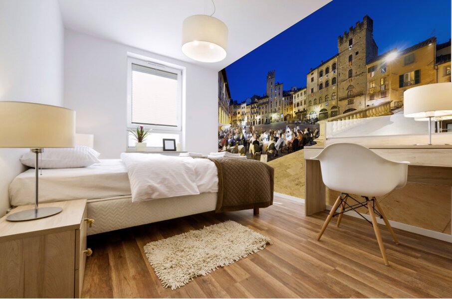 Arezzo Tuscany Italy. Piazza Grande at sunset Mural print
