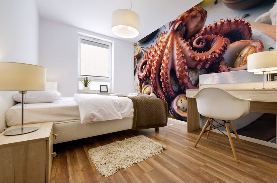314 octopus cooked on white rock roasted octopus Mural print