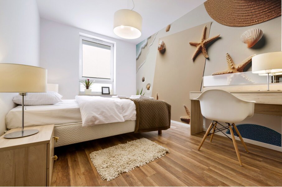 356 Blank paper for text on the white sand of the Mural print