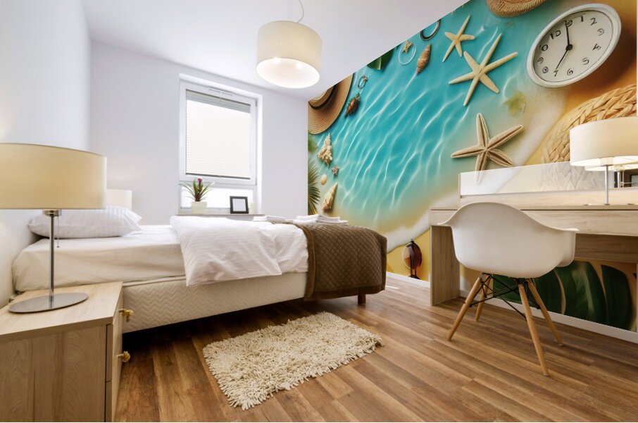 410 Yellow sand and blue sea water with summer ac Mural print