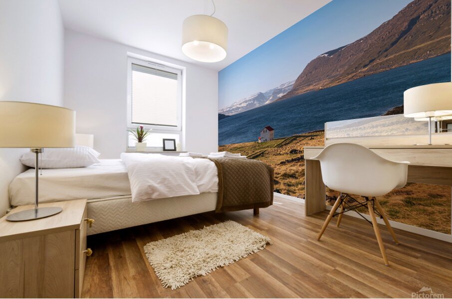 Lonely house in northern Iceland with wild nature Mural print