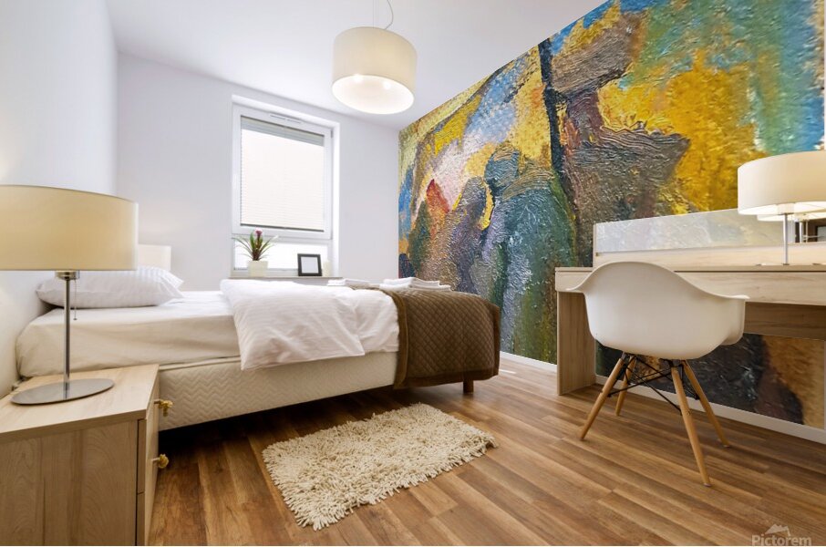 Talking under white tent. Mural print