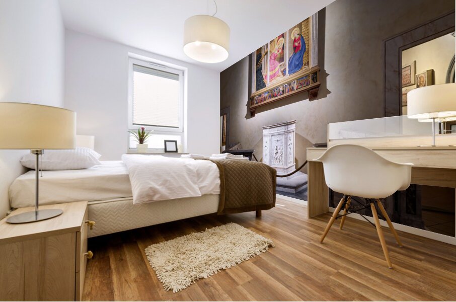 Cortona Arezzo Tuscany Italy. The Annunciation of Cortona is a panel-painting altarpiece or retable by Beato Angelico Mural print