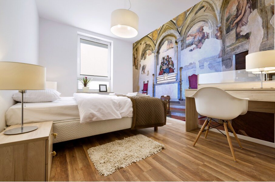 Cortona Arezzo Tuscany Italy. In Diocesan Museum once the seat of the Society of the Good Jesus is a cycle of frescoes by Vasari Mural print