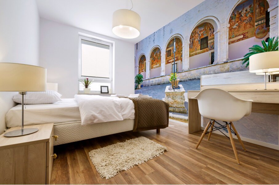 Salento. Apulia Puglia Italy. Galatina. Santa Caterina dAlessandria church. Frescoes in the cloister Mural print