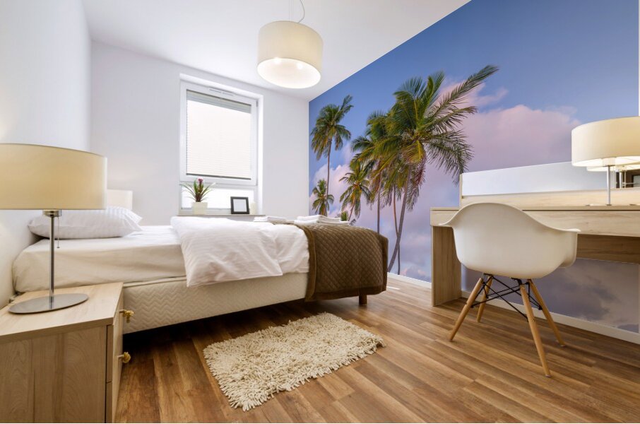 Tropical Palms Evening Mural print