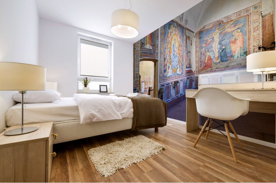 San Gimignano. Tuscany. Italy. Frescoes in the church of San Lorenzo in Ponte. Madonna col Bambino in gloria Madonna with Child in Glory by Simone Martini Mural print