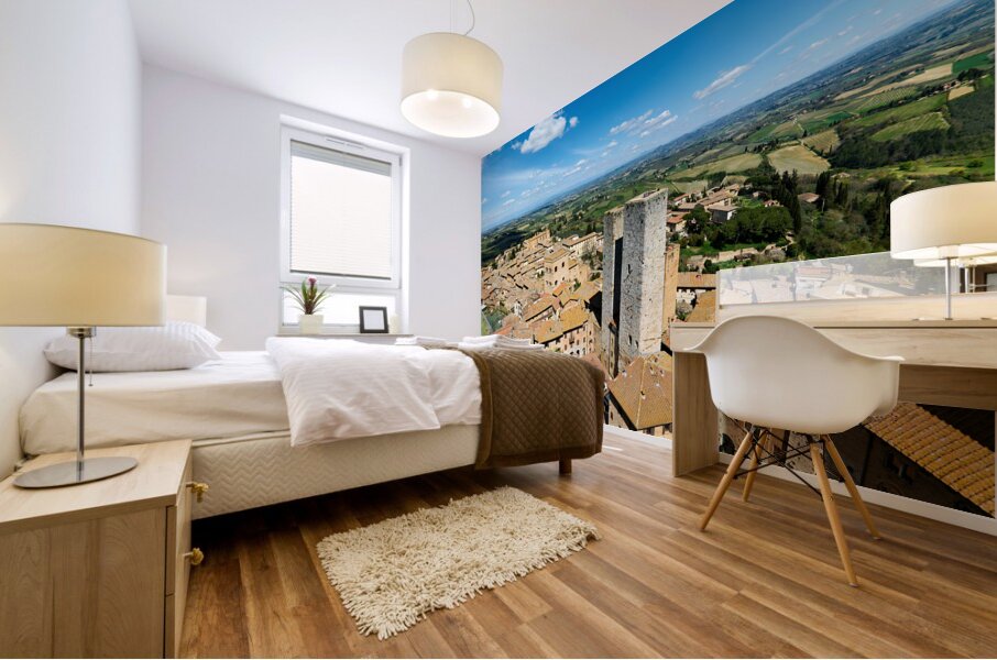 San Gimignano. Tuscany. Italy. Aerial view of the old town Mural print