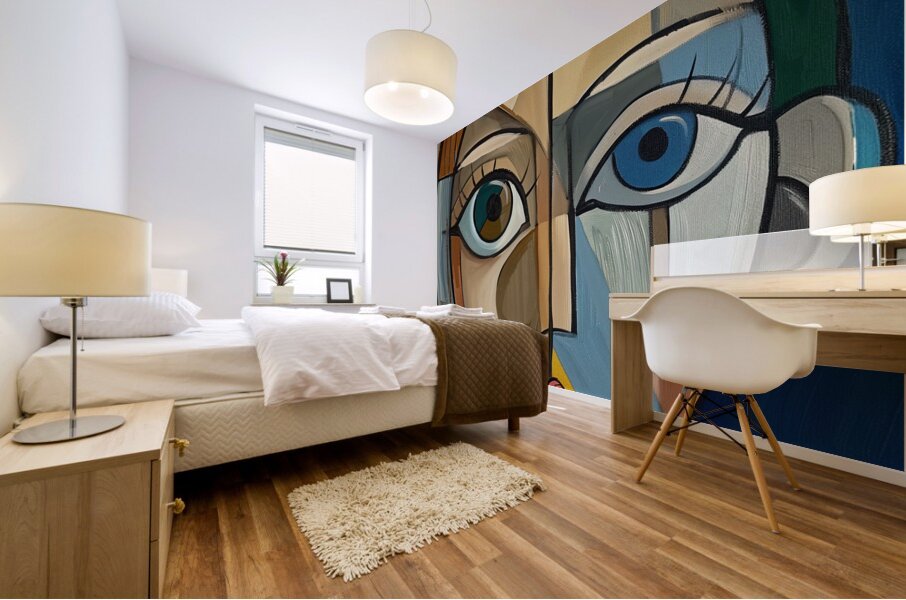 Art abstract  portrait oil painting    chaos 22 d Mural print