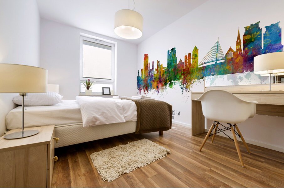 Swansea Wales Skyline Mural print