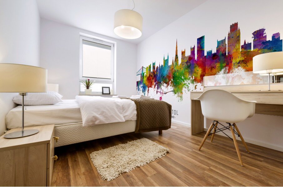 Bristol England Skyline Mural print