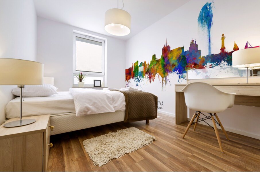 Geneva Switzerland Skyline Mural print