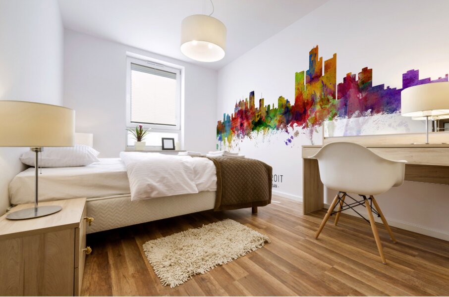 Detroit Michigan Skyline Mural print