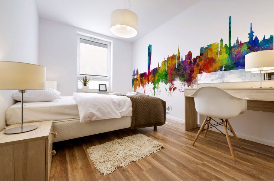 Malmo Sweden Skyline Mural print