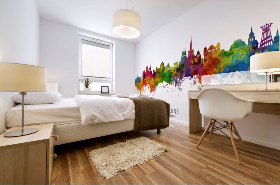 Lausanne Switzerland Skyline Mural print