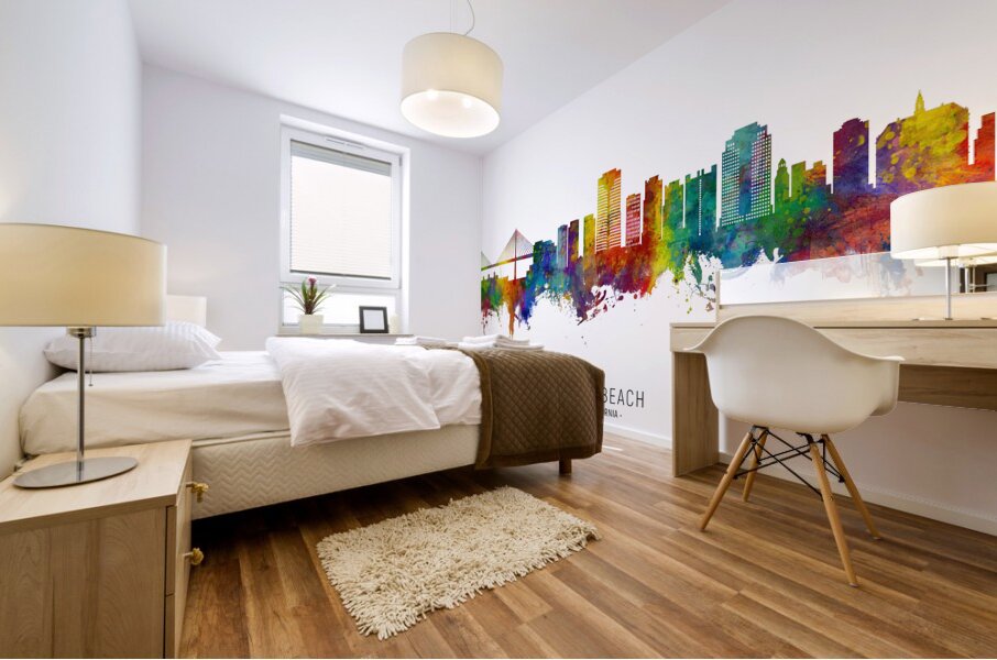 Long Beach California Skyline Mural print