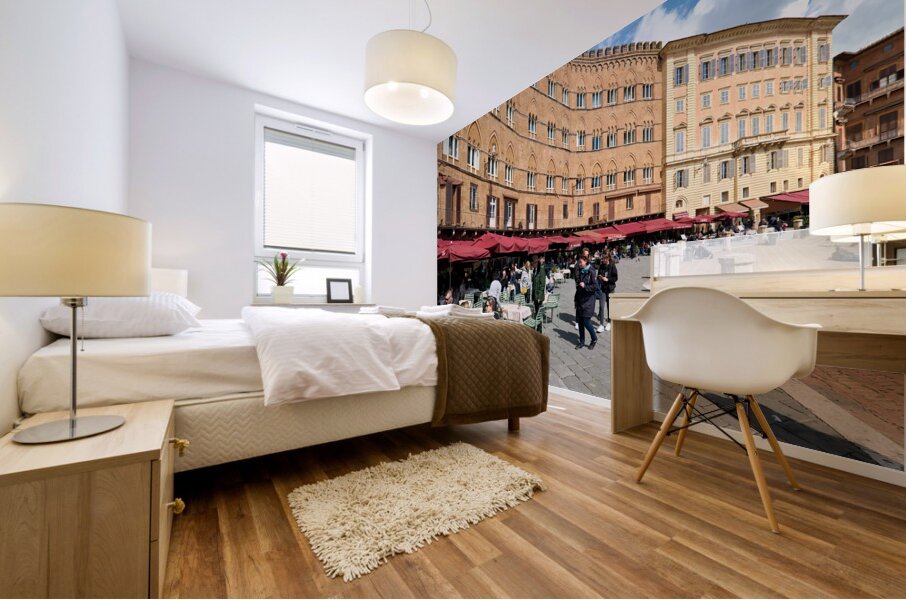 Siena Tuscany Italy. Restaurants in Piazza del Campo Mural print