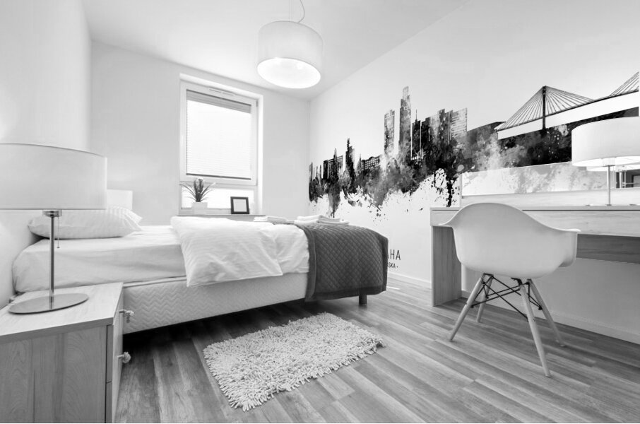 Omaha Nebraska Skyline Mural print