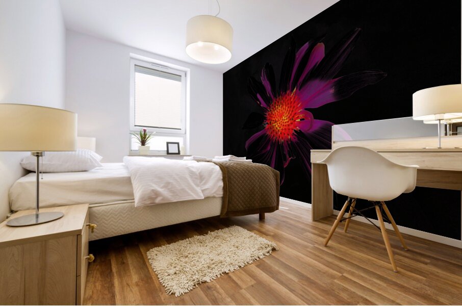 Abstract Single Glowing Cone Flower Mural print