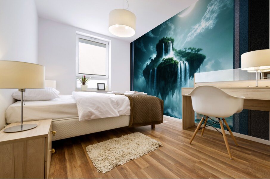 A Surreal Moonlit Island Forest Of Enchantment Awe-Inspiring AI Concept Art by Xzendor7 Mural print