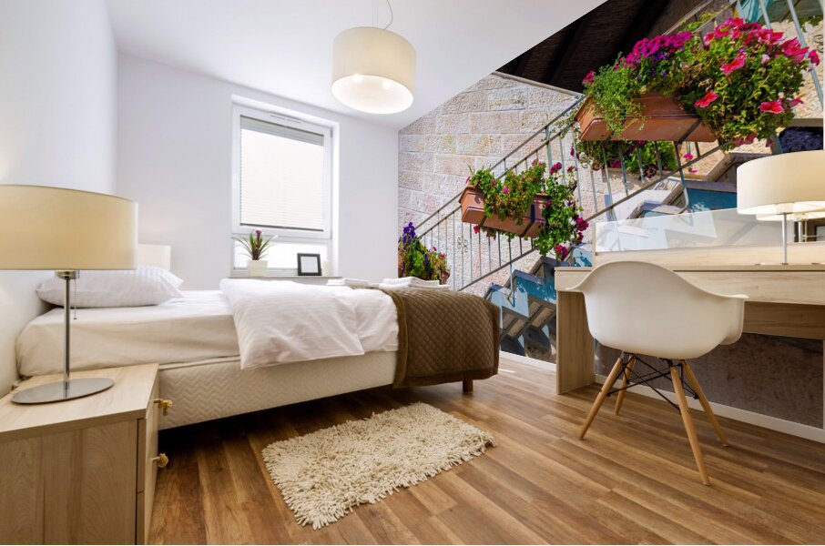 Israel Jerusalem old narrow streets of Nahlaot historic neighborhood with many small synagogues Mural print